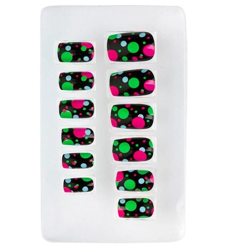 [WID05374] Ongles néon à pois auto-adhésifs