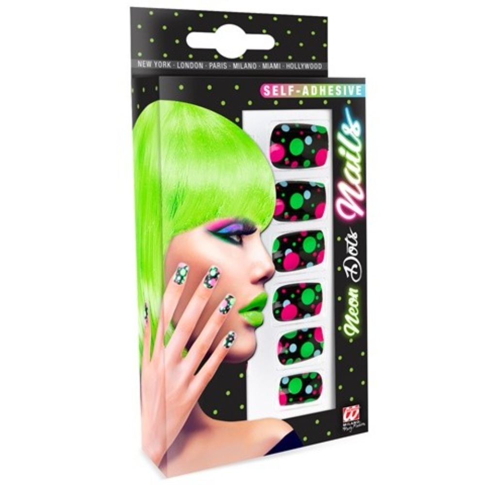 [WID05374] Ongles néon a pois auto-adhésifs