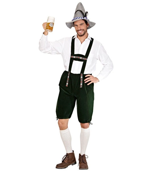 [WID3148T] Bayerisches Oktoberfest-Kostüm Herren – grüne Tiroler Lederhose XL