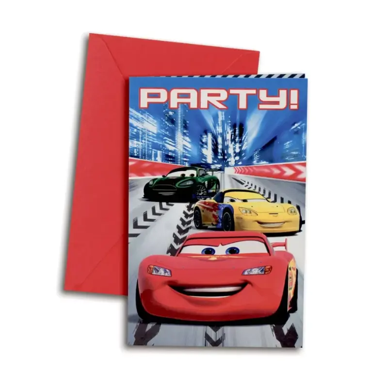 6 Invitations Cars