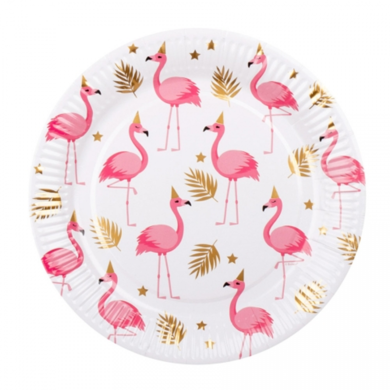 Lot de 6 assiettes Flamant rose
