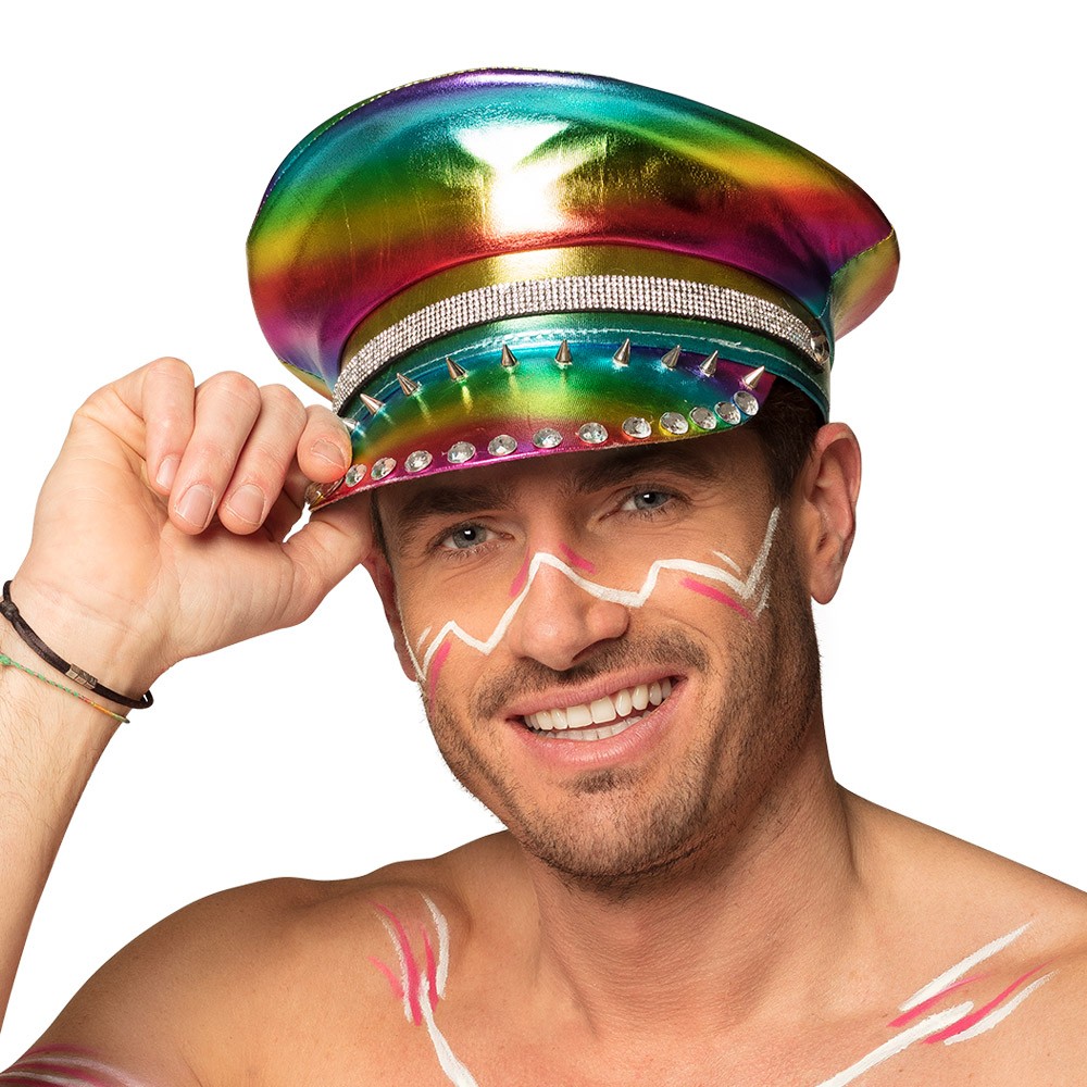 Casquette rock arc-en-ciel