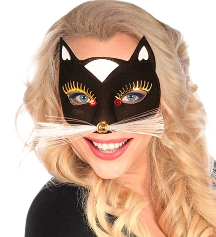 [WID6464W] Katzen-Augenmaske in Weiß und Gold