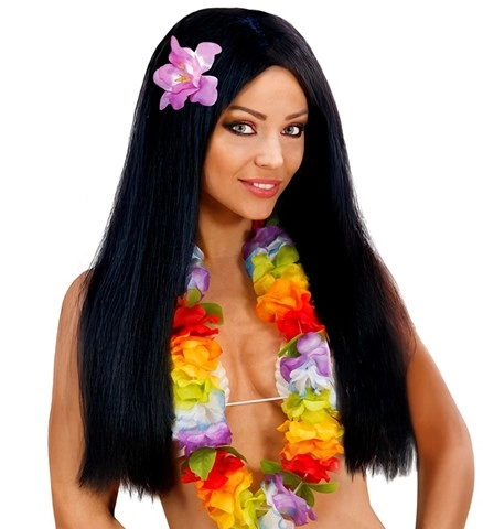 [WID6008O] Hawaii-Perücke mit Blumen