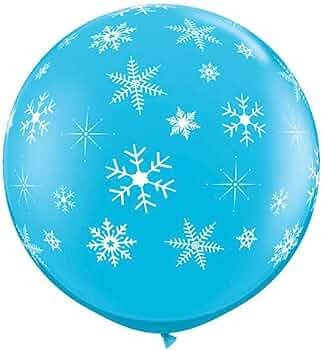[ABC18793] Robin blue latex balloon / white snowflakes