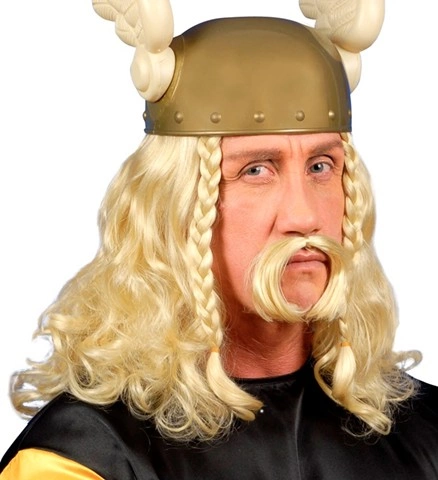 [WIDV6263] Blonde Gallier Perücke mit Schnurrbart