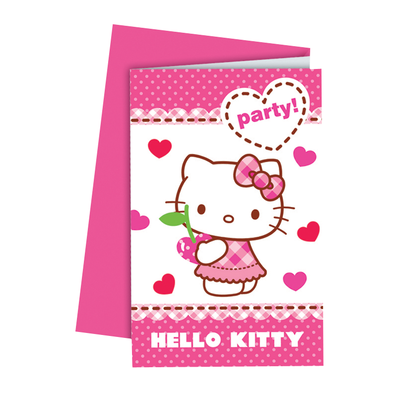 6 Invitations Hello Kitty