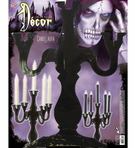 [WID6687H] Black Baroque Candelabra