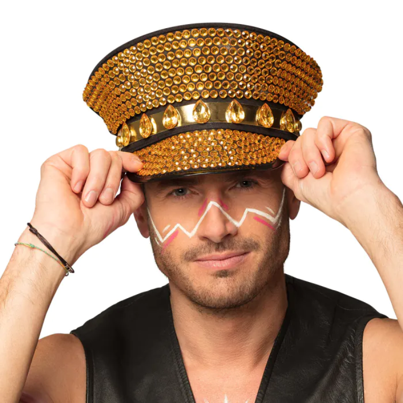 [BOL33023] Cap with Gold Rhinestones