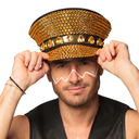Casquette à strass dorés 