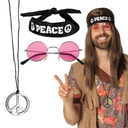 Set Hippie Peace (bandeau, lunettes, collier)