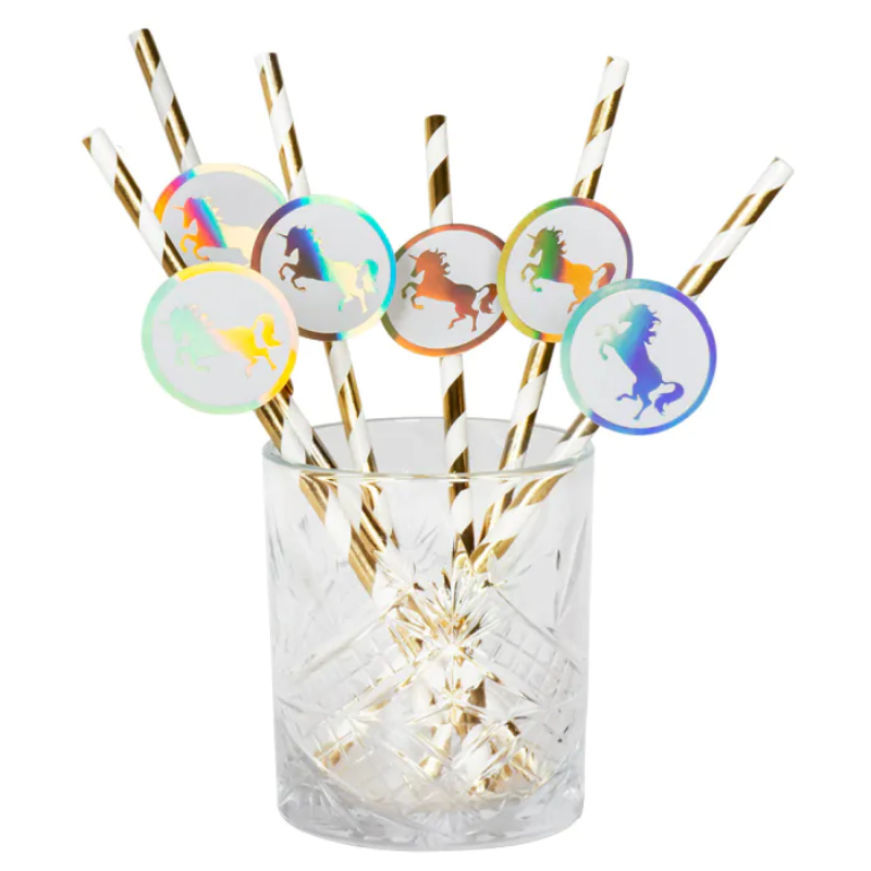 [BOL50006] Set of 6 unicorn paper straws
