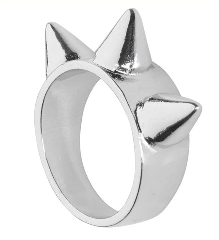 [WID03559] Bague de rocker argentée à pointes