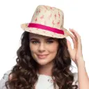 Chpeau en paille flamants rose scintillants