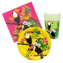 Set de table Toucan (6 assiettes, 6 gobelets, 12 serviettes)