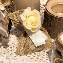 Set de 6 Roses Ivoires sur tige 5cm