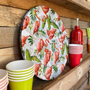 Assiette métal flamant rose 33 cm