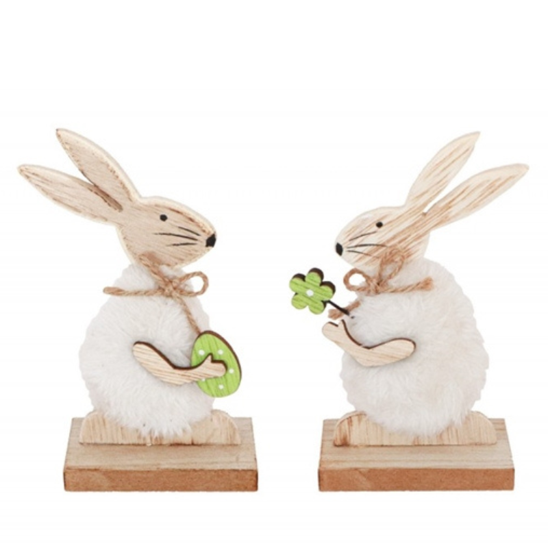 [CHA10890] Décoration lapin en bois avec fourrure