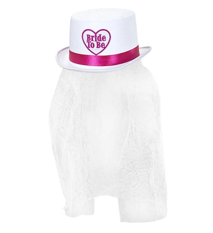[WID1058T] 'Bride to Be' Top Hat with Veil