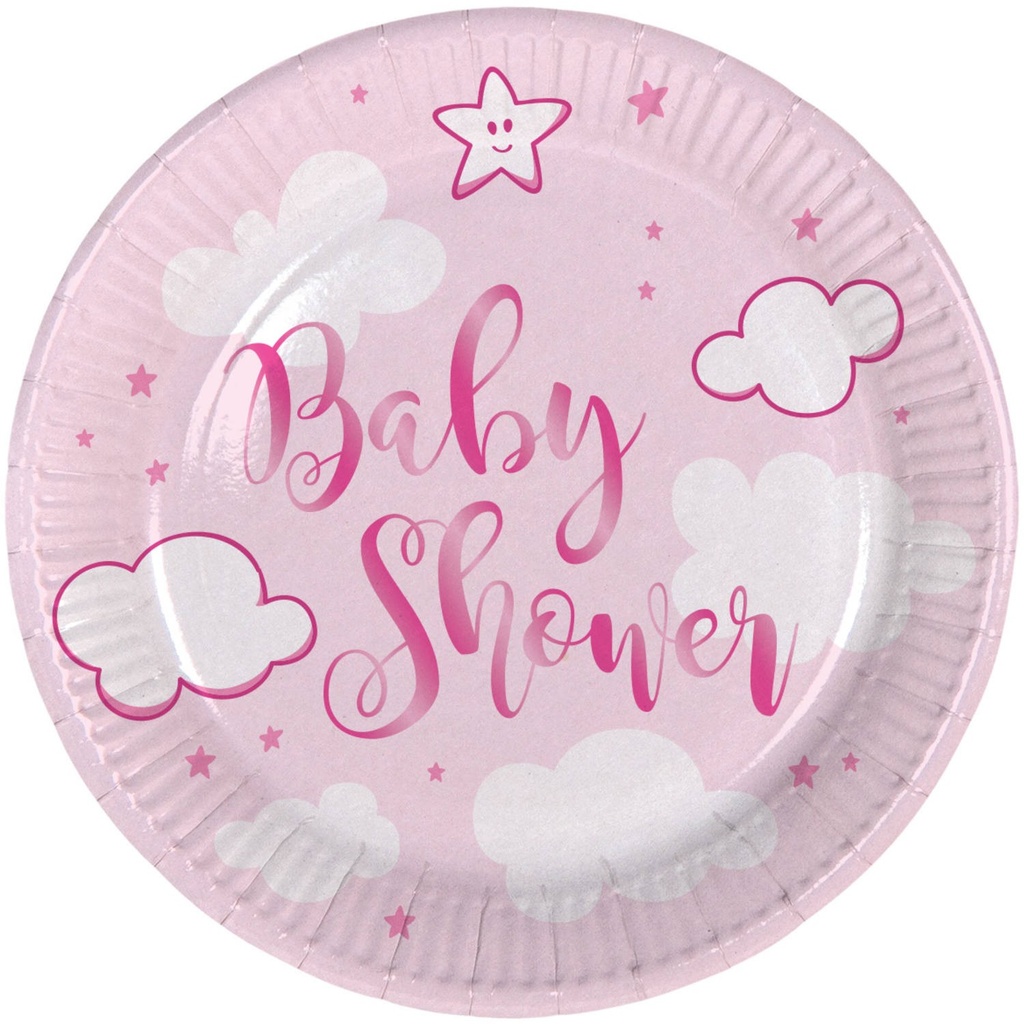 8 Assiettes Baby Shower Rose