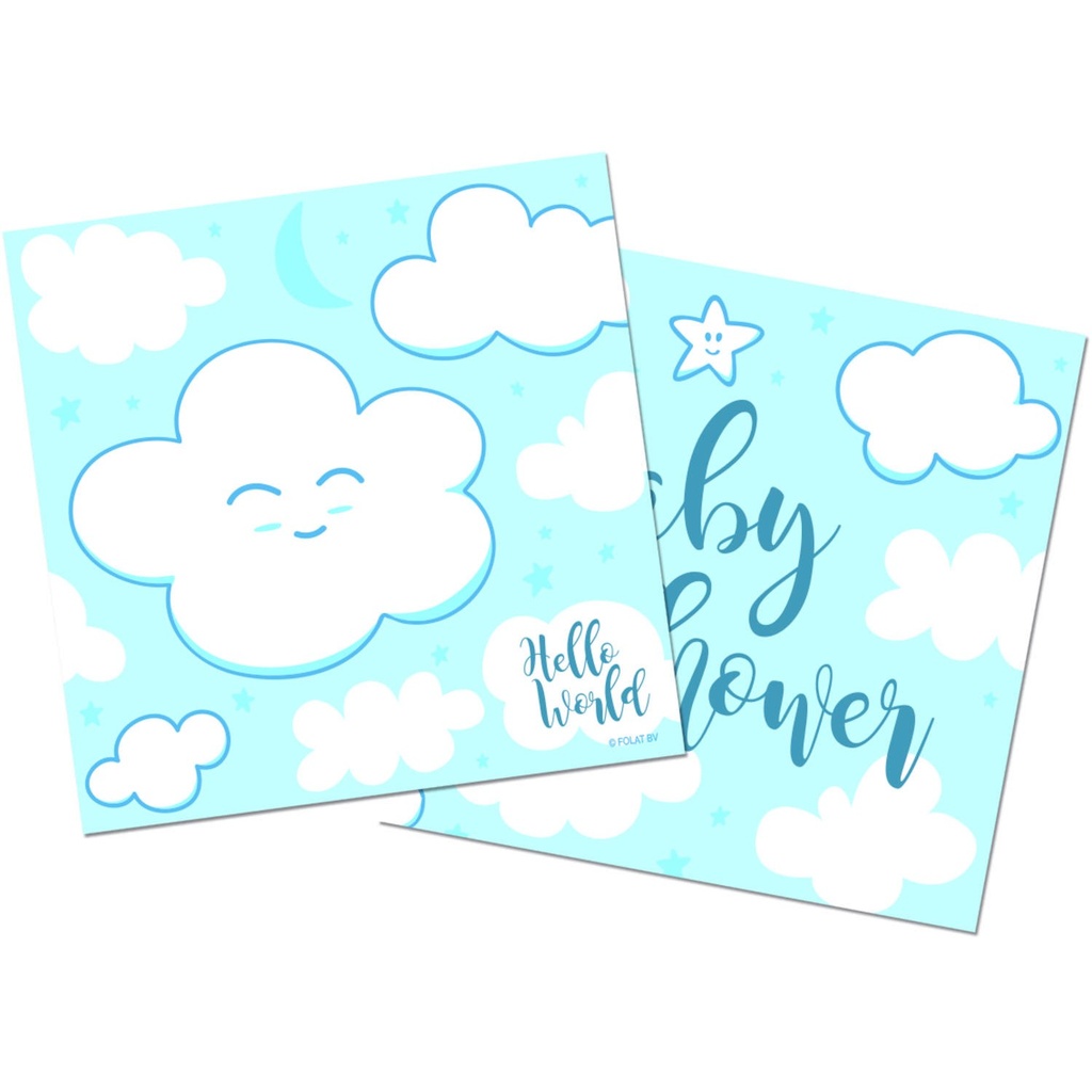 20 Serviettes baby shower bleu