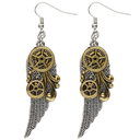Boucles d'Oreilles Steampunk à plumes