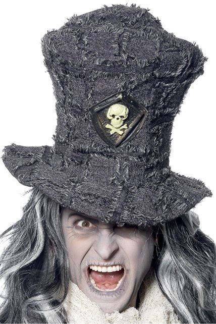 Chapeau Fossoyeur Gris Avec Tête de Mort