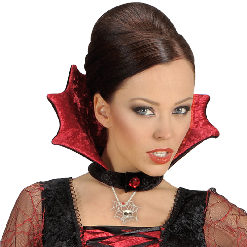 Collier toile d'araignée avec pierre rouge