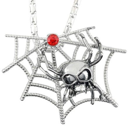 [WID9377N] Collier toile d'araignée avec pierre rouge
