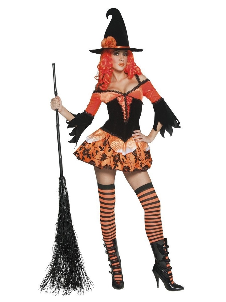 Déguisement femme sorcière sexy orange