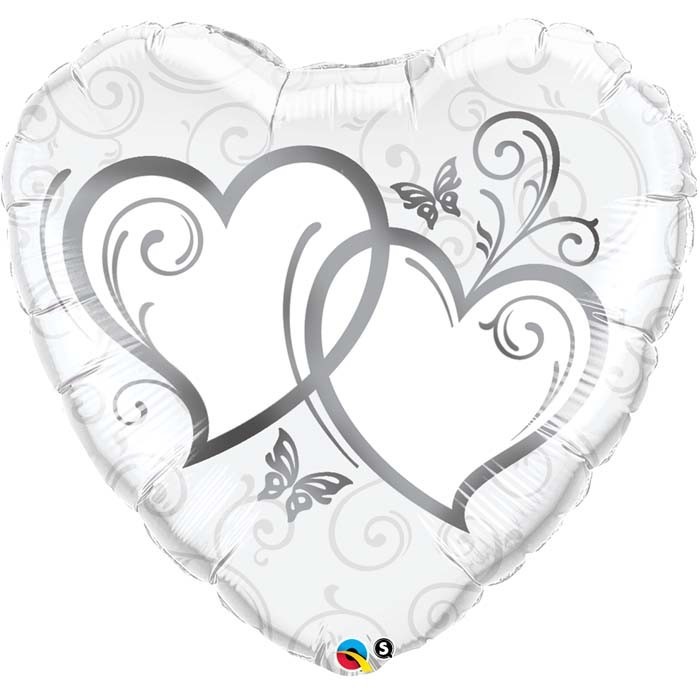 [ABC17239] Ineinander verschlungene Herzen Ballon 91 cm