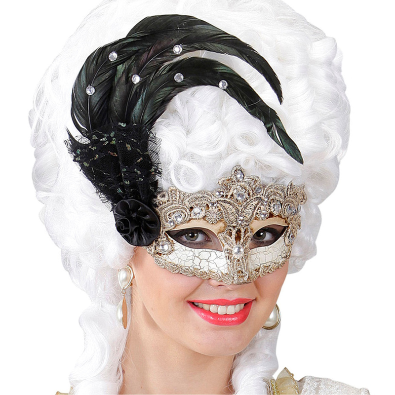 Masque vénitien avec plumes et stass