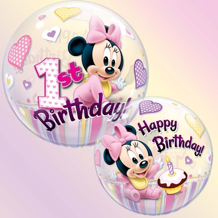 [ABC12862] Bubble Ballon Minnie "1st Birthday"
