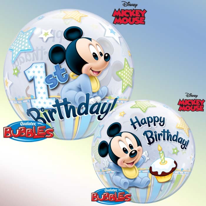[ABC12864] Ballon Bubble 1st Bday Mickey Mouse© 56 cm