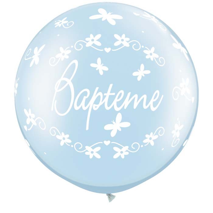 [ABC27389] Ballon latex Baptême bleu
