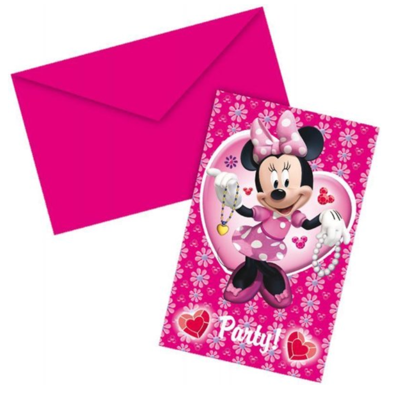 [FOL06354P] Rosa Minnie Maus Einladungen