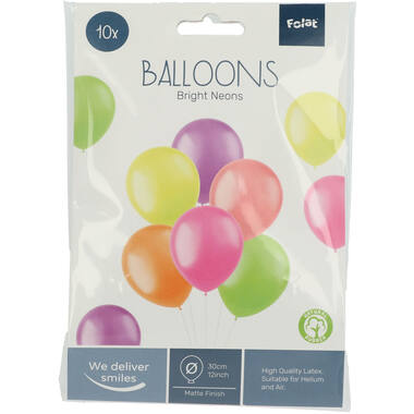 Ballons latex couleurs néons 30 cm - paquet de 10