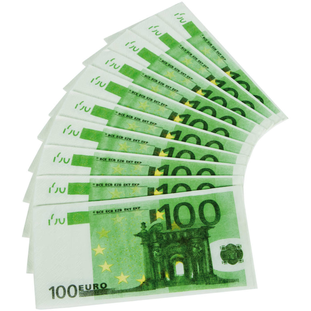 10 Serviettes billet de 100 €