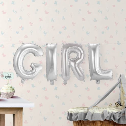 [FOL29289] Ballon Aluminium GIRL Argent - 36 cm