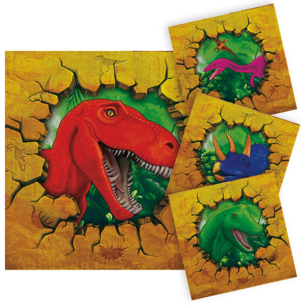 16 Serviettes Dinosaures - 25 x 25 cm