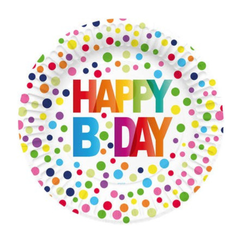 [FOL65110] 8 Assiettes Happy Birthday Confettis 23 cm