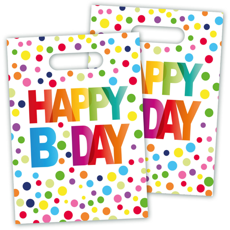 Sachets de fête "Happy B-day" multicolores