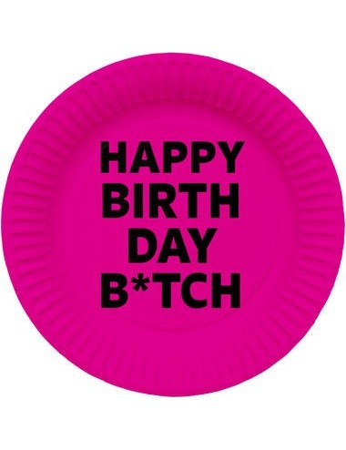 [FOL65280] 8 Assiettes Happy Birthday B*tch 23 cm