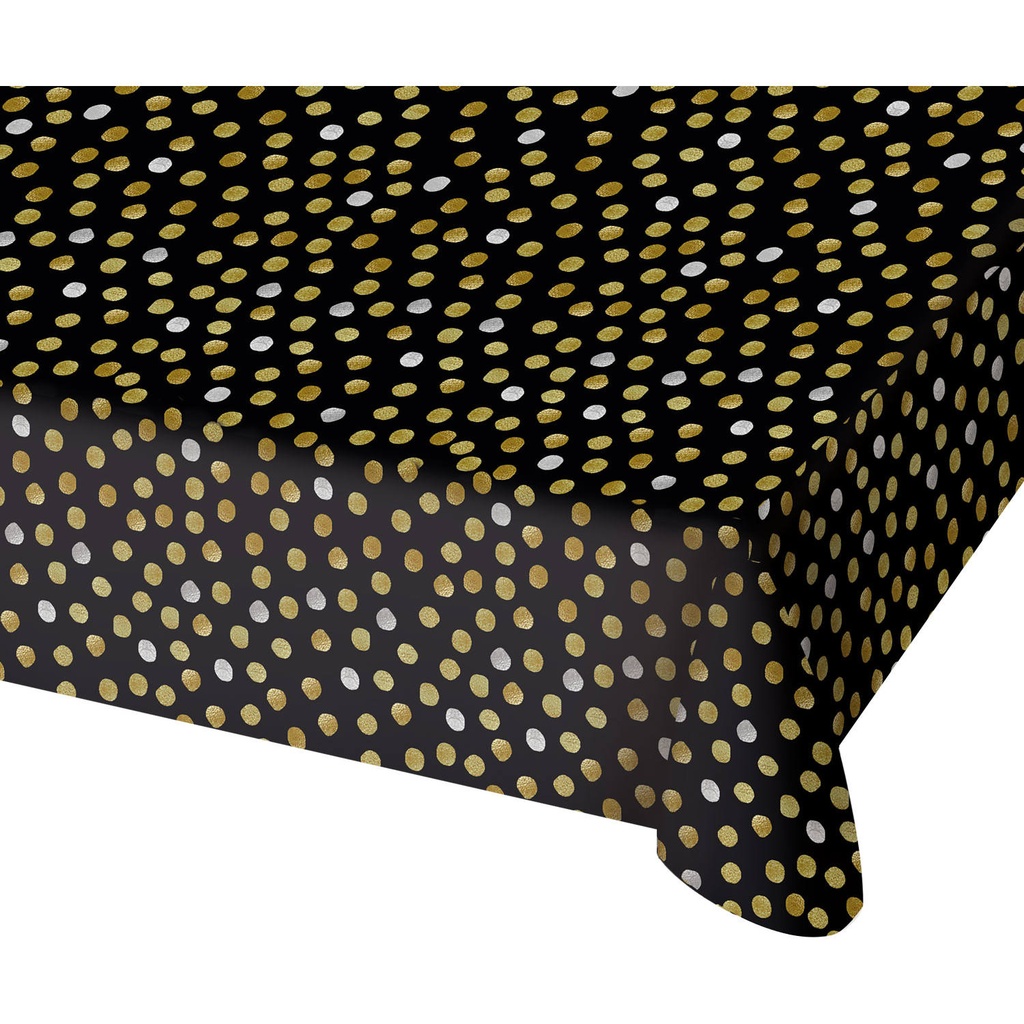 [FOL68003] Glossy Black Polka Dot Tablecloth 130 x 180 cm