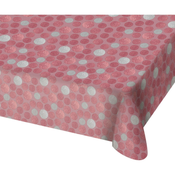 [FOL68403] Glänzende rosa Tischdecke gepunktet 130 x 180 cm