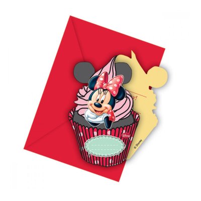 6 Invitations Minnie Mouse Rouge Licence