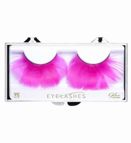 [WID8696K] Faux cils plumes roses