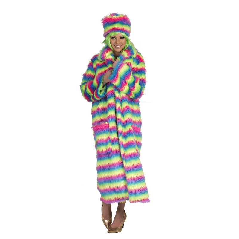 Manteau en fourure multicolor