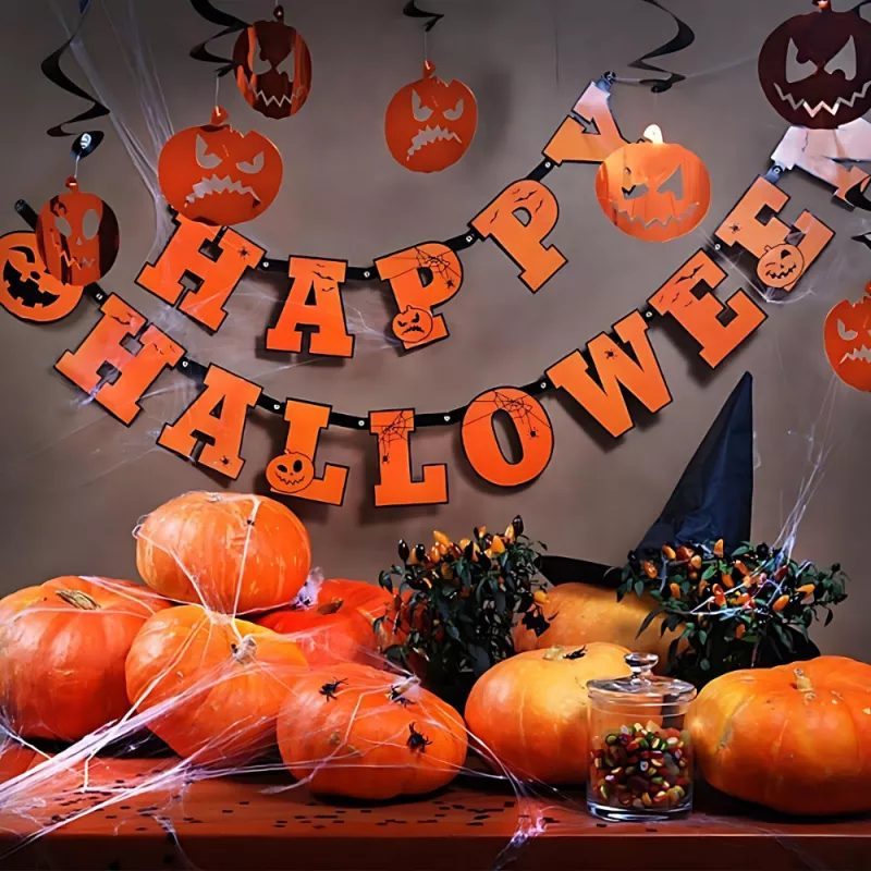 [PARGRL12] Orange Happy Halloween Garland