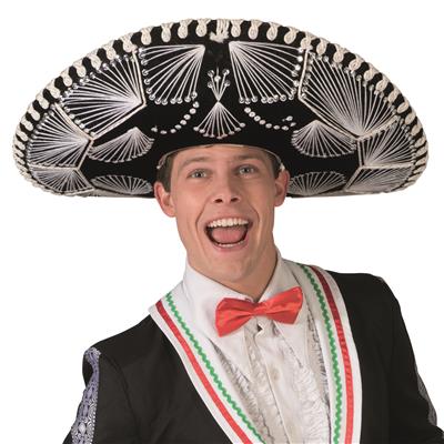 [FUN62032] Luxus-Sombrero, schwarz-weiß